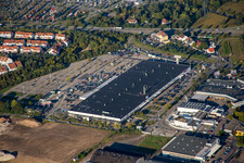 Aerial photograpy of Industrial estate and company settlement Schuette-Lanz-Park in the district Rheinau in Bruehl in the state Baden-Wurttemberg
