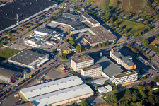 Aerial view of Schütte-Lanz-Park commercial area in Brühl in the state Baden-Wuerttemberg, Germany