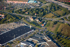 Aerial photograpy of Schütte-Lanz-Park commercial area in Brühl in the state Baden-Wuerttemberg, Germany