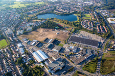 Drone image of Schütte-Lanz-Park commercial area in Brühl in the state Baden-Wuerttemberg, Germany
