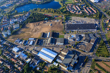 Schütte-Lanz-Park commercial area in Brühl in the state Baden-Wuerttemberg, Germany seen from above