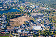 Aerial photograpy of Schütte-Lanz-Park commercial area in Brühl in the state Baden-Wuerttemberg, Germany