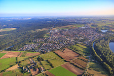 Aerial view of View from the north in Ketsch in the state Baden-Wuerttemberg, Germany
