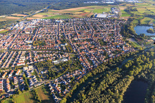 View of the town from the northwest in Ketsch in the state Baden-Wuerttemberg, Germany