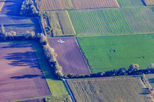 Sports aircraft approaching Herrenteich airfield in Hockenheim in the state Baden-Wuerttemberg, Germany
