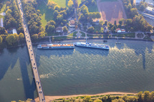 Rhine cruise ships at the pier under the Salier Bridge in Speyer in the state Rhineland-Palatinate, Germany