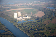 Philippsburg in the state Baden-Wuerttemberg, Germany from above