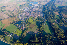 Town View of the streets and houses of the residential areas in the district Rheinsheim in Philippsburg in the state Baden-Wurttemberg, Germany