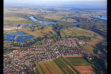Aerial photograpy of View of the town from the northwest in the district Sondernheim in Germersheim in the state Rhineland-Palatinate, Germany