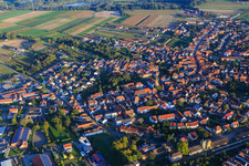 Town center from the northwest in Rheinzabern in the state Rhineland-Palatinate, Germany