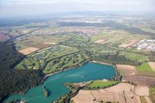 Aerial view of Golf Club at Lußhardtsee in the district Rot in St. Leon-Rot in the state Baden-Wuerttemberg, Germany