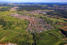 Aerial view of View of the town from the west in Malsch in the state Baden-Wuerttemberg, Germany
