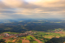 Town from the south in the district Strümpfelbrunn in Waldbrunn in the state Baden-Wuerttemberg, Germany