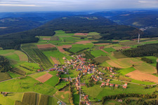 Village view from the south in the district Steinbach in Mudau in the state Baden-Wuerttemberg, Germany