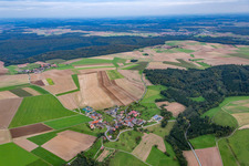 Aerial view of District Vollmersdorf in Hardheim in the state Baden-Wuerttemberg, Germany