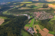 Aerial view of District Reicholzheim in Wertheim in the state Baden-Wuerttemberg, Germany