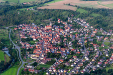 Town View of the streets and houses of the residential areas in the district Reicholzheim in Wertheim in the state Baden-Wurttemberg, Germany