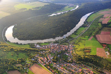 Village on the Main River in the district Urphar in Wertheim in the state Baden-Wuerttemberg, Germany