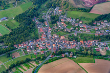 Aerial view of District Wüstenzell in Holzkirchen in the state Bavaria, Germany