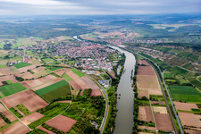 Village on the river bank areas in Zellingen in the state Bavaria, Germany