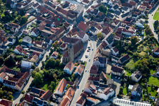 Church building in Katholische Pfarrkirche St. Kilian Old Town- center of downtown in Hallstadt in the state Bavaria, Germany