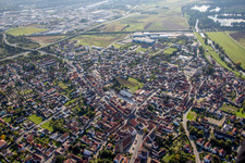 Town View of the streets and houses of the residential areas in Hallstadt in the state Bavaria, Germany