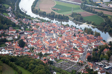 Village on the river bank areas of the Main river in Eltmann in the state Bavaria