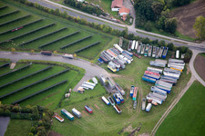 Aerial photograpy of Industrial estate and company settlement Am Roedertor in Donnersdorf in the state Bavaria