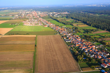 Aerial view of Saarstrasse from the west in Kandel in the state Rhineland-Palatinate, Germany
