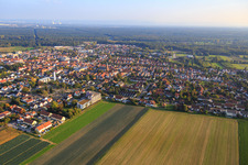 Aerial photograpy of Guttenbergstraße with Willi Hussong House in Kandel in the state Rhineland-Palatinate, Germany