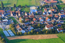 Aerial view of Römerstr in the district Minderslachen in Kandel in the state Rhineland-Palatinate, Germany