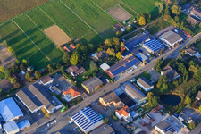 Am Kleinwald industrial area with Klaus Werling Funeral Home, bx-pack GmbH and Stefan Roeller Automotive Repair Shop in Herxheim bei Landau in the state Rhineland-Palatinate, Germany