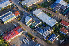 Aerial view of Am Gäxwald industrial area with Terberg HS GmbH and Fliehmann and Partner mbB in Herxheim bei Landau in the state Rhineland-Palatinate, Germany