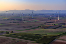 Wind farm from the southeast in Offenbach an der Queich in the state Rhineland-Palatinate, Germany