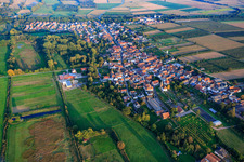 Oblique view of Village view from the northwest in Billigheim-Ingenheim in the state Rhineland-Palatinate, Germany