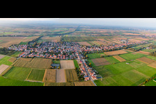 Aerial view of Village overview from the south in Freckenfeld in the state Rhineland-Palatinate, Germany