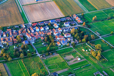 Aerial view of Gänsried in Freckenfeld in the state Rhineland-Palatinate, Germany