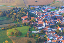 Herrengasse and Saarstraße from the south in Minfeld in the state Rhineland-Palatinate, Germany
