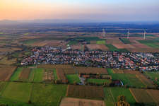 Village overview from the south in Minfeld in the state Rhineland-Palatinate, Germany