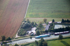 Aerial view of Vendenheim, Eckwersheim, Marne au Rhin canal in Eckwersheim in the state Bas-Rhin, France