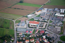Oblique view of Oberhoffen-sur-Moder in the state Bas-Rhin, France