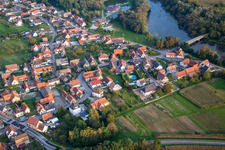 Aerial view of Pont Auenheim in Rountzenheim in the state Bas-Rhin, France