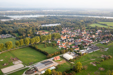 Village on the river bank areas of the Rhine river in Fort-Louis in Grand Est, France