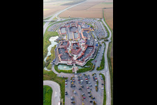 Aerial photograpy of Building of the shopping center Roppenheim The Style Outlets in Roppenheim in Grand Est, France