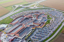 Building of the shopping center Roppenheim The Style Outlets in Roppenheim in Grand Est, France seen from above