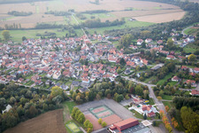 Beinheim in the state Bas-Rhin, France seen from a drone