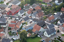 Aerial view of Caveau Gaentzbrunnel in Beinheim in the state Bas-Rhin, France