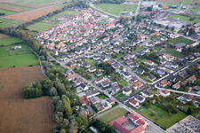 Beinheim in the state Bas-Rhin, France seen from a drone