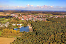Aerial view of Beach west of the city in Rülzheim in the state Rhineland-Palatinate, Germany