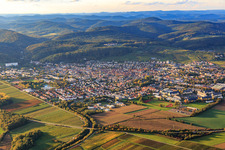 City view from the southeast with B38 bypass in Bad Bergzabern in the state Rhineland-Palatinate, Germany